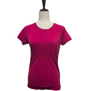 Athleta Dark Pink Seamless Workout Top Momentum Or Flex Shirt Magenta